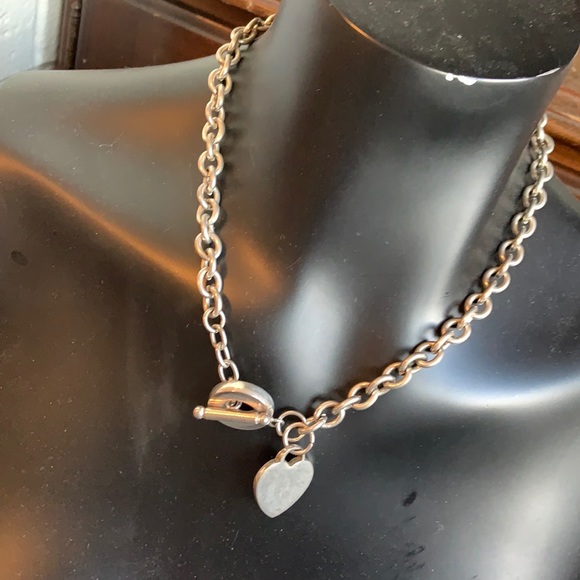 💗Silver Toggle Heart Necklace Vintage - Picture 1 of 6